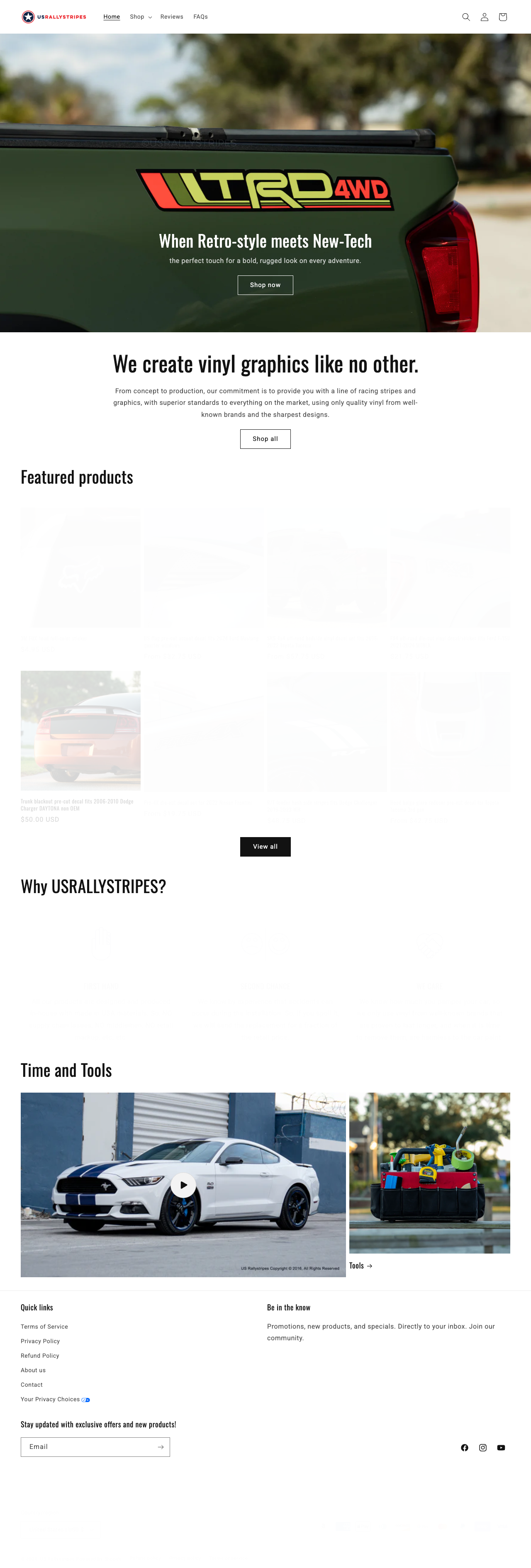 US Rally Stripes store scroll capture