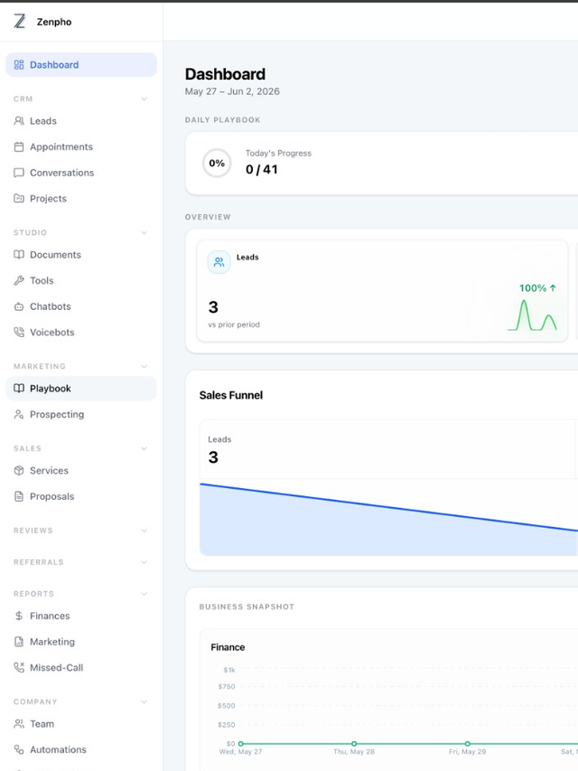 Zenpho CRM project preview
